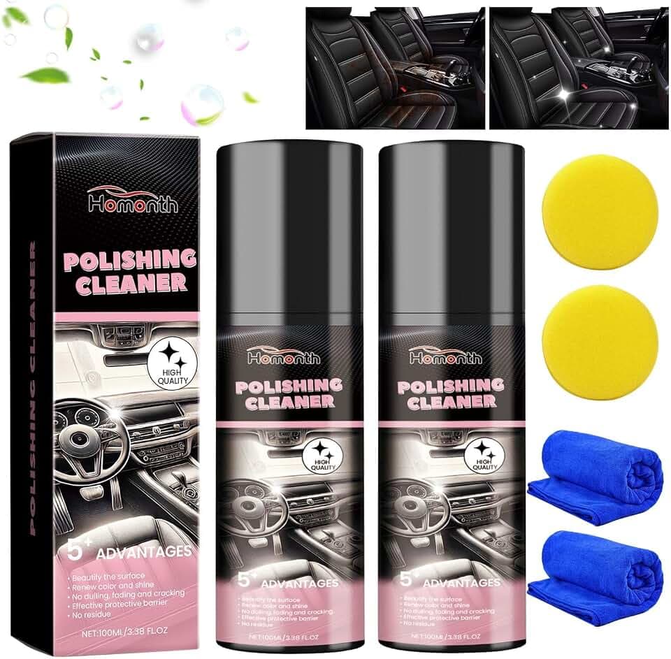 2PCS Polishing Cleaner, Car Interior Cleaner Spray, Total Vehicle Interior Detailer Spray Rejuvenation, 100ml Multi-Purpose Cleaner