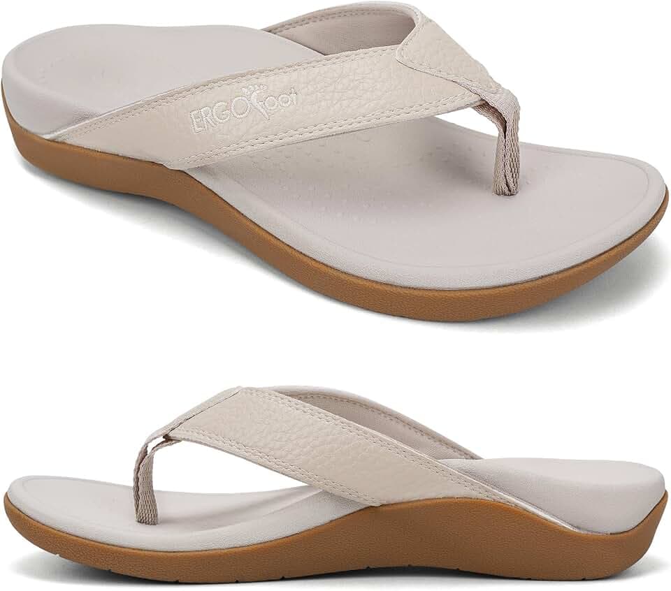 ERGOfoot Upgraded Orthotic Flip Flops with High Arch Support- Women's and Men's Thong Sandals- Walking Comfort with Orthopedic Support for Plantar Fasciitis, Flat Feet & Heel Spur- Beach Slippers