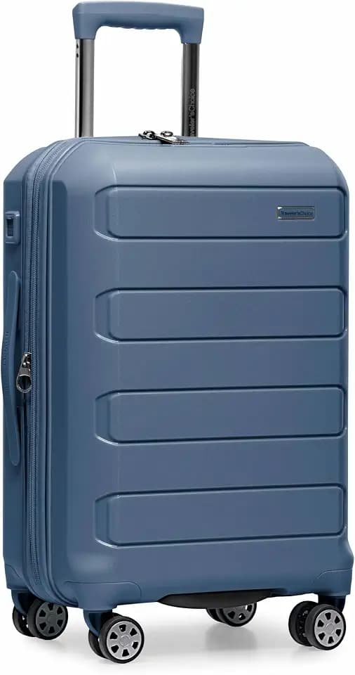 Traveler's Choice Pagosa Hardshell Expandable Luggage with Spinner Wheels, Slate Blue, 22-Inch Carry-on