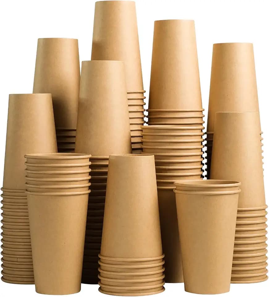 Lamosi 180 Count 16 oz Kraft Paper Cups, Disposable Paper Coffee Cups