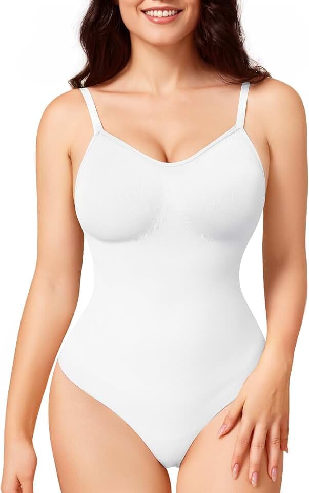 Nebility Body Shaper Damen, Unsichtbarer Bodysuit Shapewear Mit Verstellbaren TräGern und 2-Knopf-System, für Bauchweg Straffung Po-Lift Shape Body, Unter Kleidern Stark Formend für Büro Alltag