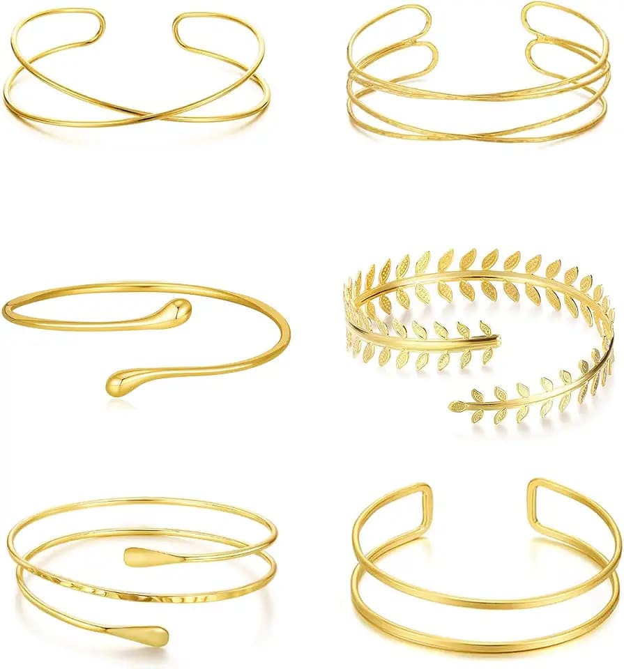 6 Stück Oberarmreif Gold丨Einstellbar丨Offenes丨Minimalistische Dünne