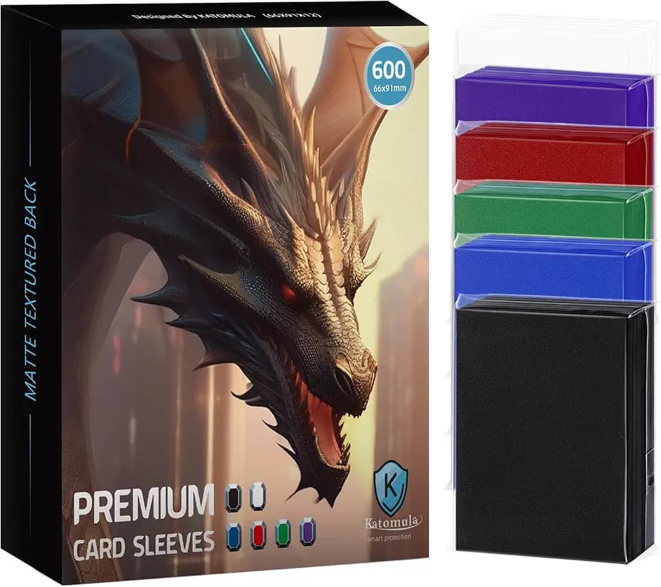 600CT MTG Card Sleeves, Katomula Clear Front Textured Back Card Sleeve Deck Card Protectors, Standard Size Card Sleeves for Sports Cards, Game Card