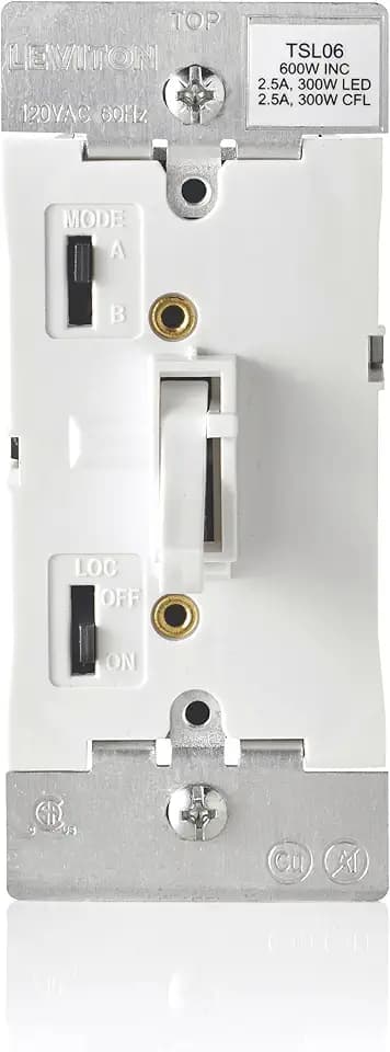Leviton Toggle Slide Dimmer Switch for Dimmable LED, Halogen and Incandescent Bulbs, TSL06-1LW, White