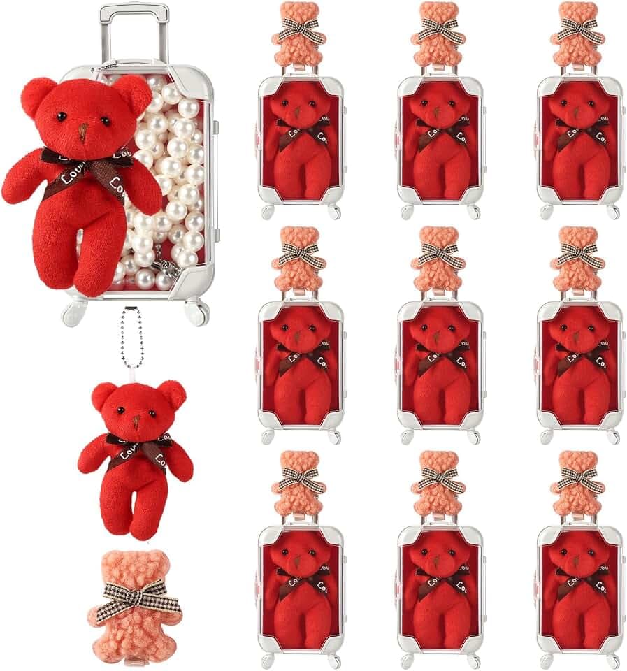 Kenning 30 Pcs Mini Suitcase Gift Box Set for Girls,S,Red