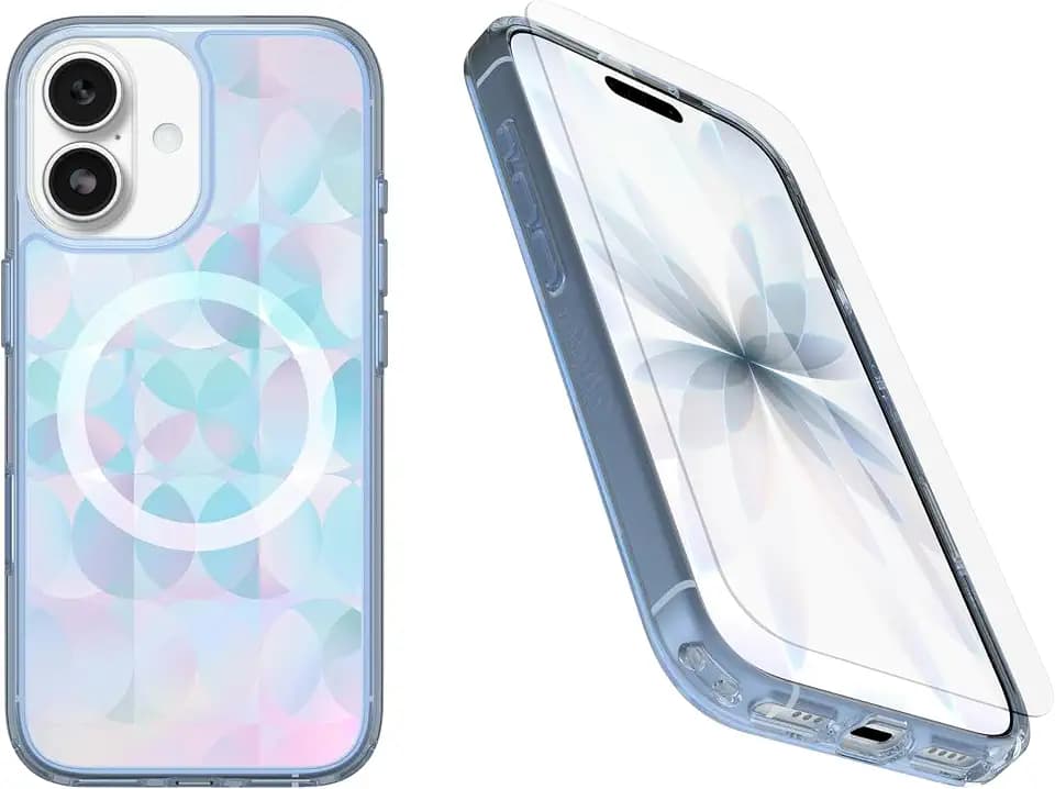 OtterBox iPhone 17 (Only) Bundle: Symmetry Series+ Case & Screen Protector - Opal Prism (Clear/Multicolor) - Snaps to MagSafe - Ultra-Sleek - Raised Edges Protect Camera & Screen