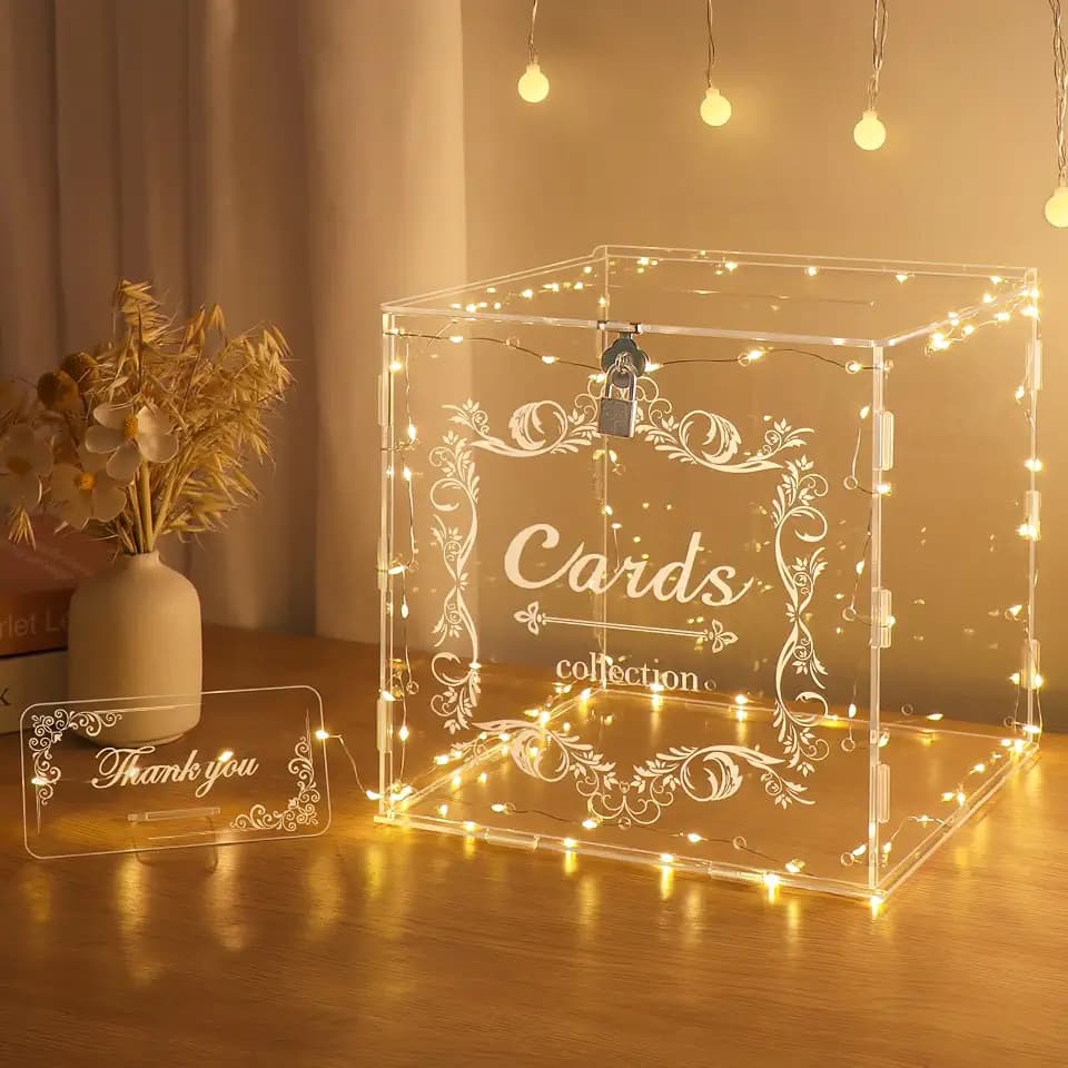 Acrylic Wedding Card Box with Lock Clear Large Letter Envelope Box Acrylic Wedding Gift Card Box Money Box for Reception Baby Shower Birthday Party Graduation Decorations