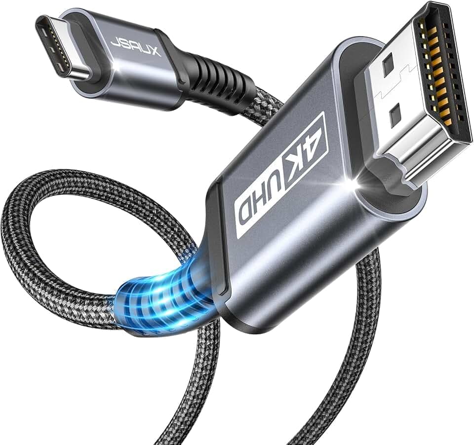 JSAUX USB C auf HDMI Kabel 2M, 4K@60Hz für iPhone 18/17 Pro, MacBook, Grau