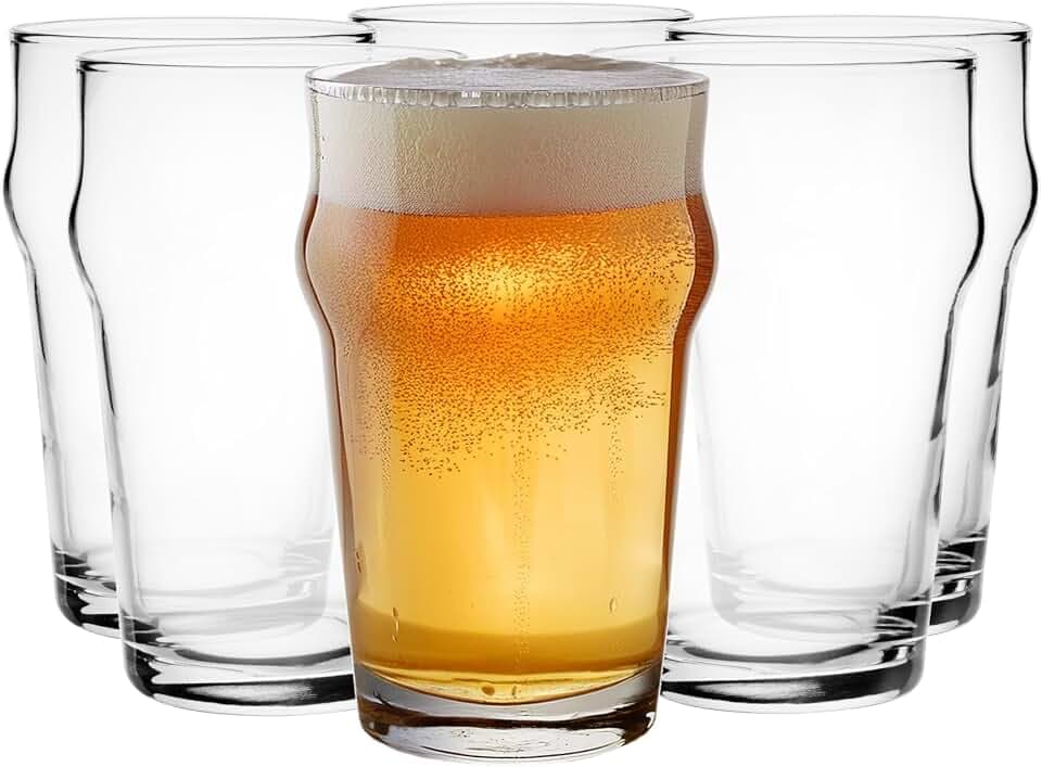 Glasmark KROSNO 1992 Biergläser Set 6 Stück 300 ml Pils Bierglas Stout Ale Gläser Für Bier Bierseidel Bierkrug Spülmaschinengeeignet, Durchsichtig