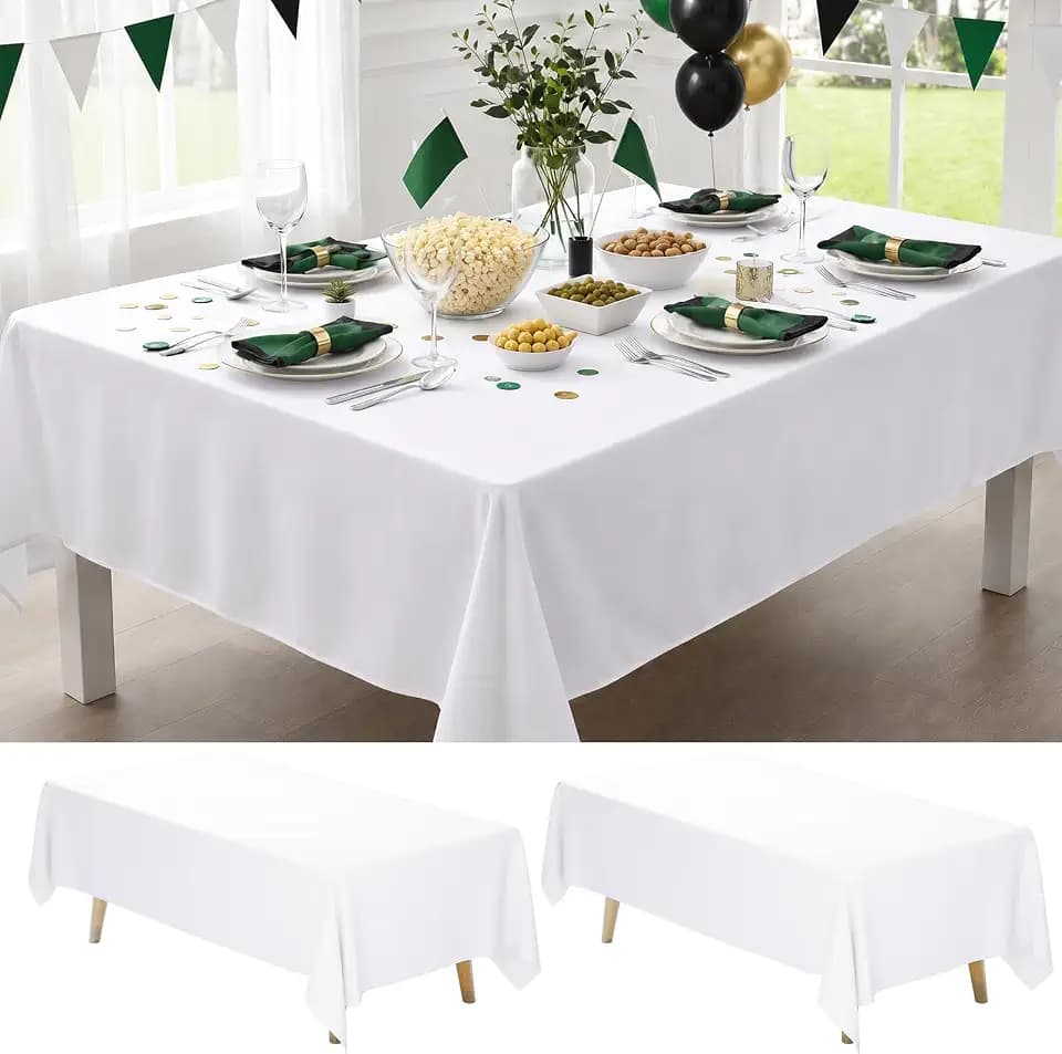 Fixwal 2 Pack 70 x 120 Inch Tablecloths Rectangle White Table Cover