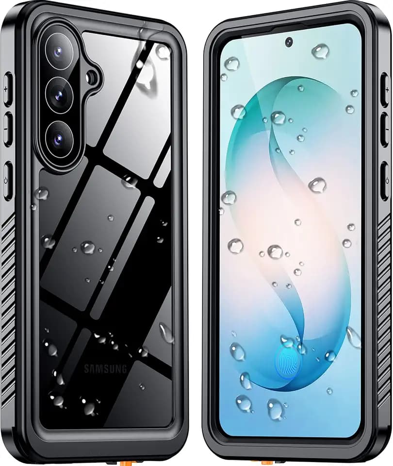 SPIDERCASE for Samsung Galaxy S26 Waterproof Case, [12FT Military-Grade Drop Protection] IP68 Underwater [Built-in Screen Protector] Full Body Sealed Protection Phone Case 6.3", Black/Clear