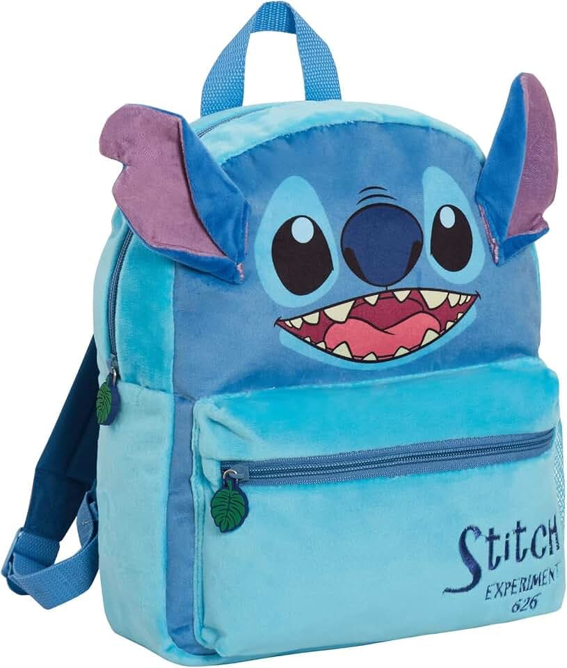 Disney Lilo and Stitch Plüsch-Kinderrucksack für Schule, 3D-Lunch-Büchertasche, Geschenk, blau, Einheitsgröße, Rucksack