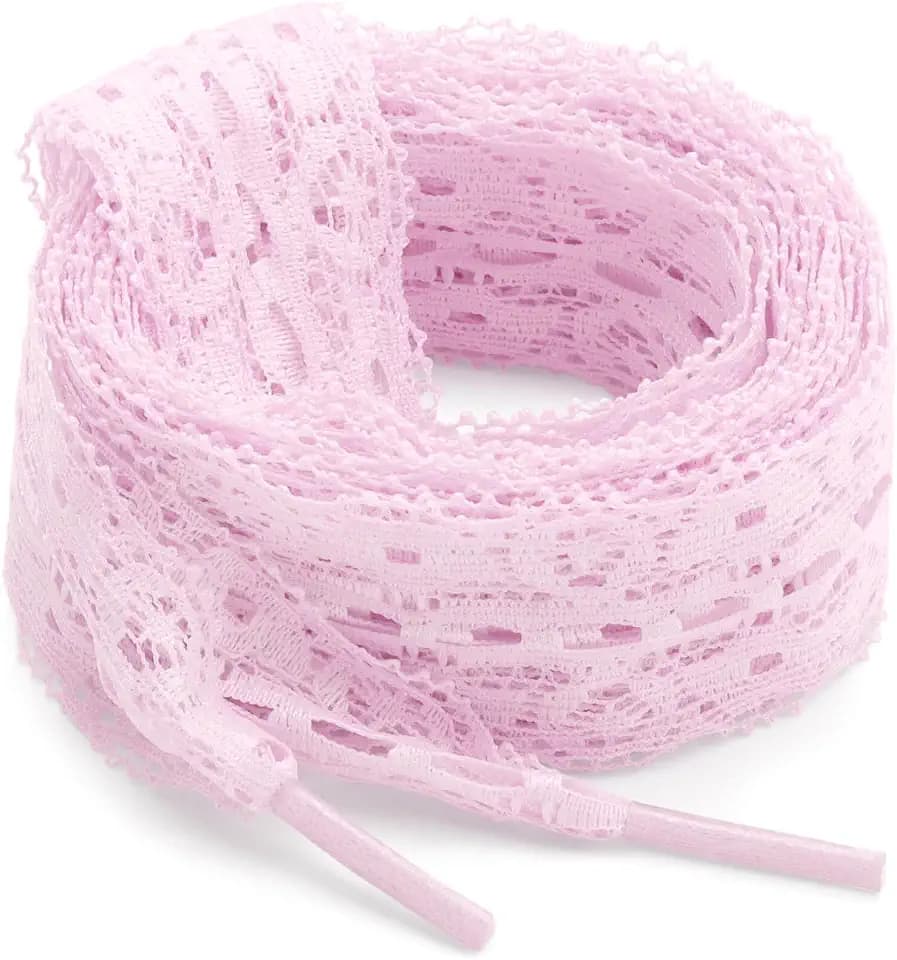 Flat Lace Fancy Shoelaces: 2 Pairs 3CM Wide Women Lacy Shoe Laces