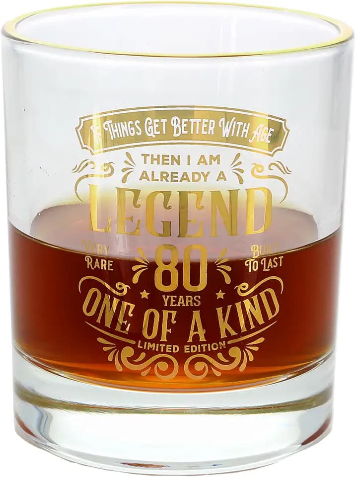 Pavilion Gift Company - 80 Years - 8 Oz Old Fashioned Rocks Glass Drinkware Cup Birthday Milestone Party