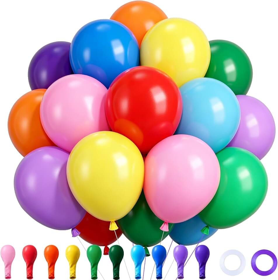 Luftballons Bunt 52 Stück, 12 Zoll Bunte Luftballons Geburtstag 10 Matten Farben, Dicke Regenbogen Bunte Latex Helium Ballons für Geburtstagsdeko Kinder Babyparty Hochzeits Feste Party Innen Outdoor