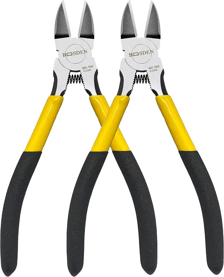 BOOSDEN Wire Cutter 6.5 inch Cutting Pliers Diagonal Cutter Snipper 2 Pack