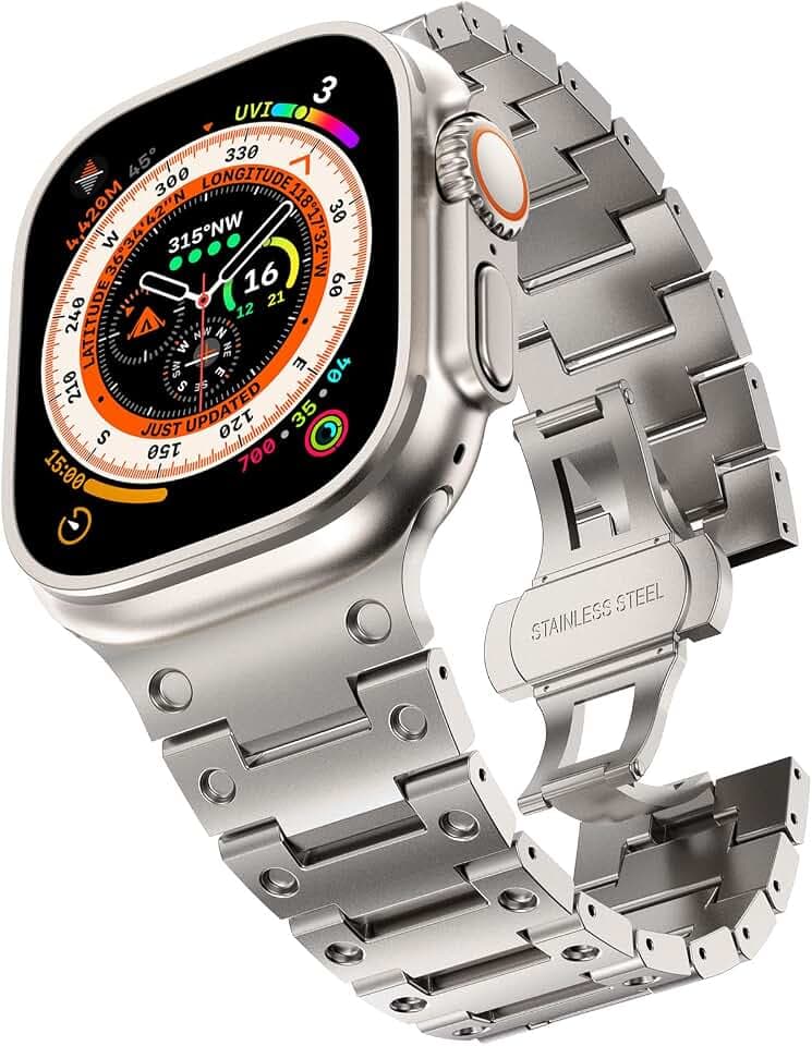 KADES Edelstahl armband Kompatibel mit Apple Watch Armband,Herren Metallarmband Ersatzarmband für iWatch Ultra 2, Ultra, Series 10 9 8 7 6 5 4 3 2 1