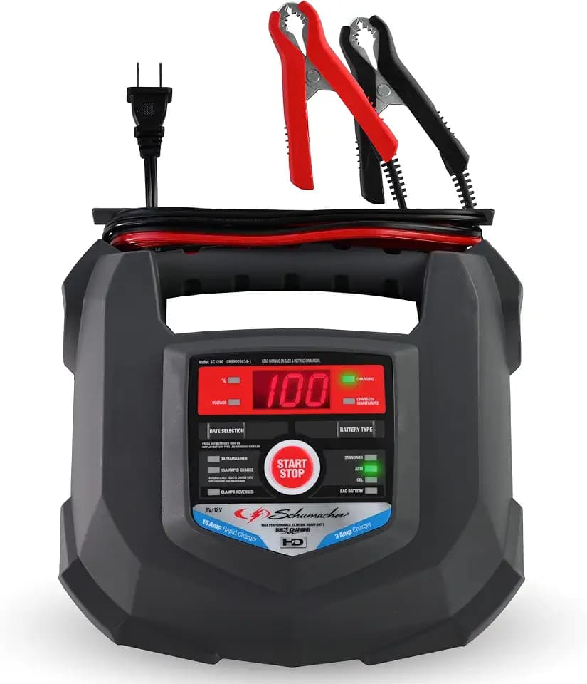 Schumacher Electric 15A Car Battery Charger & Maintainer, 6V/12V – SC1280