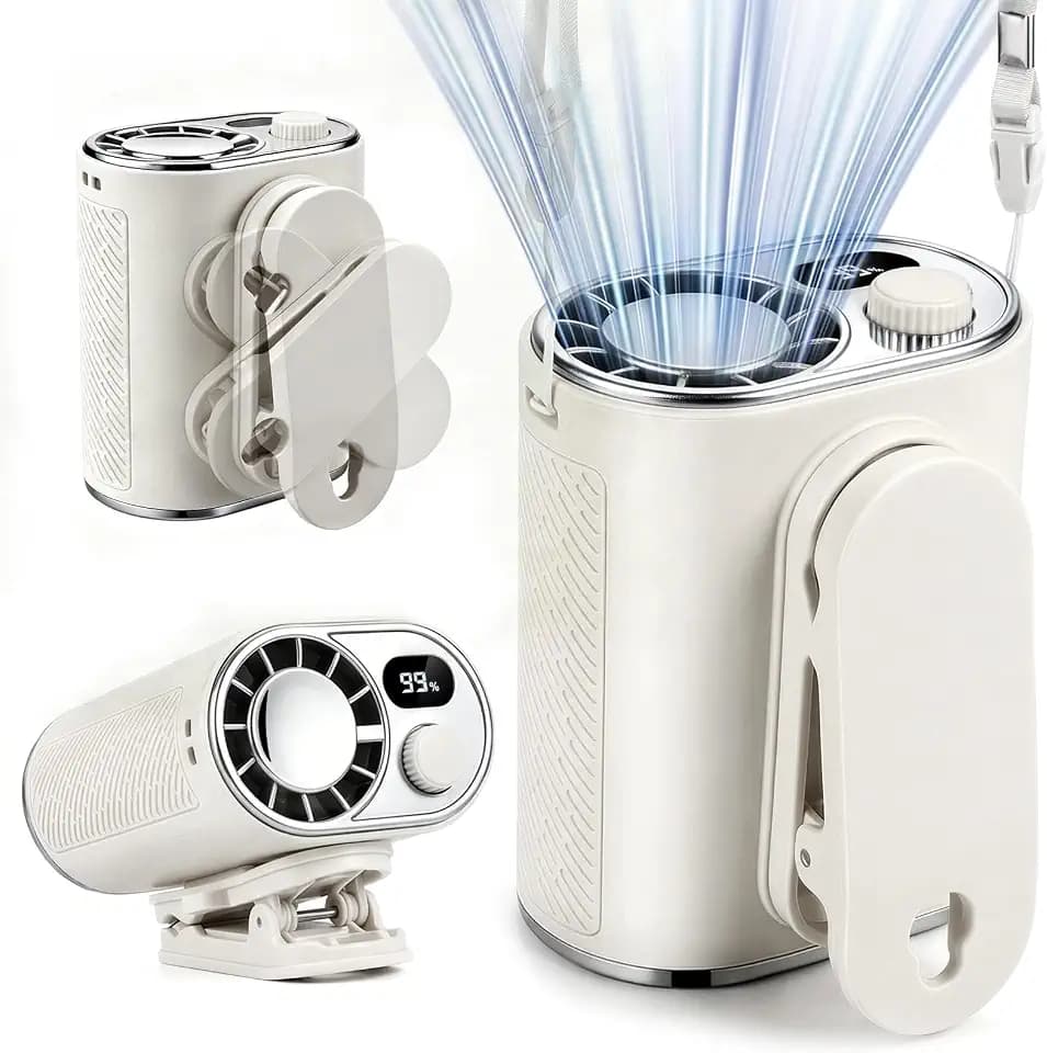 WHATOOK Akku Gürtelventilator, 100 Stufen 4-in-1 Tragbarer Clip Ventilator