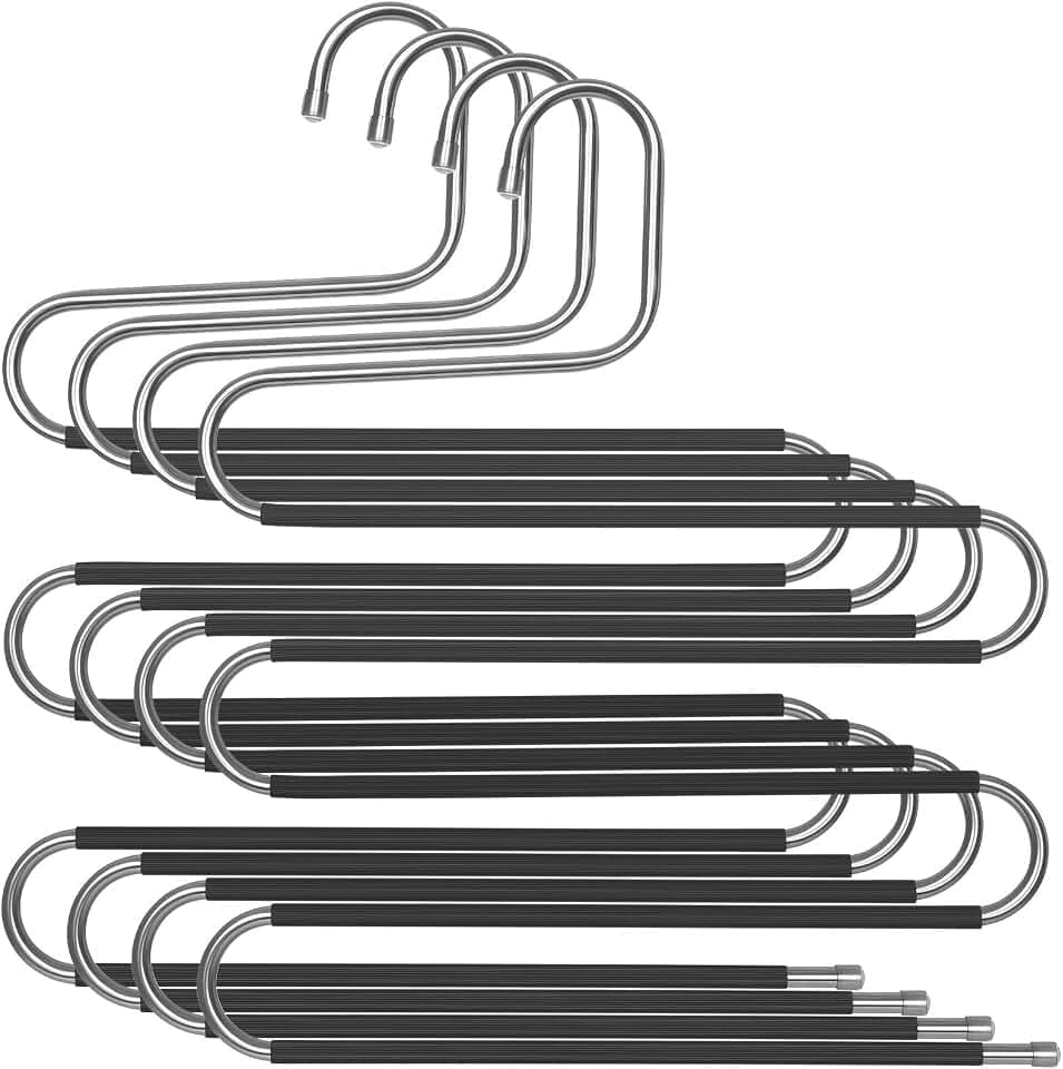 SONGMICS Hosenbügel 4er Set, platzsparend, aus Edelstahl, für je 5 Hosen