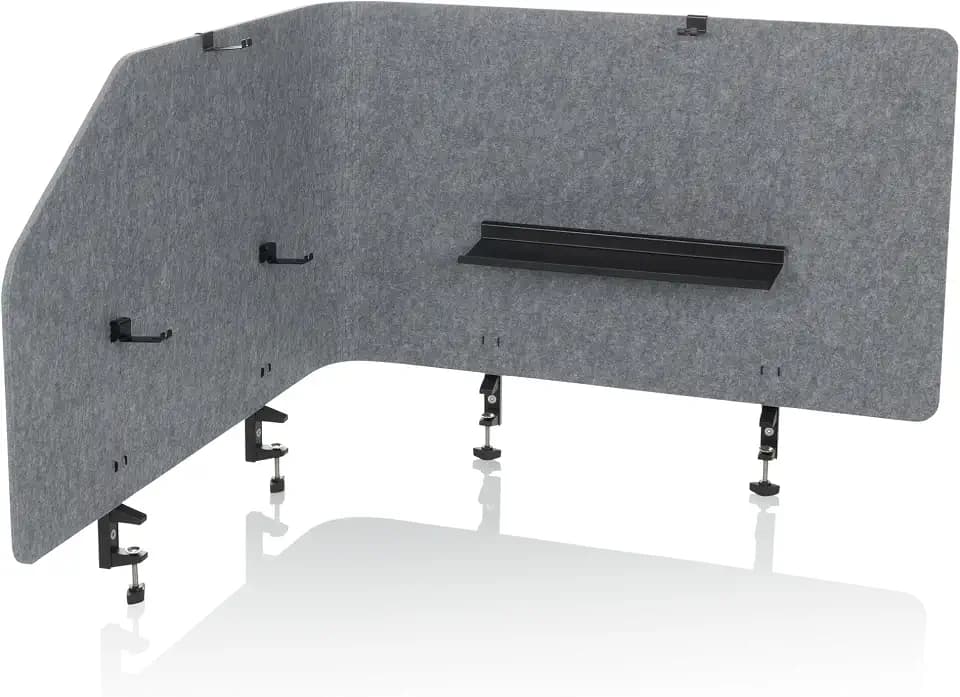 hjh OFFICE Akustik Tischtrennwand FLEXMIUT T TOP 50 x 160 cm Stoff Sichtschutz Schreibtisch, als Eck- oder Front-Trennwand nutzbar, Grau, 891015