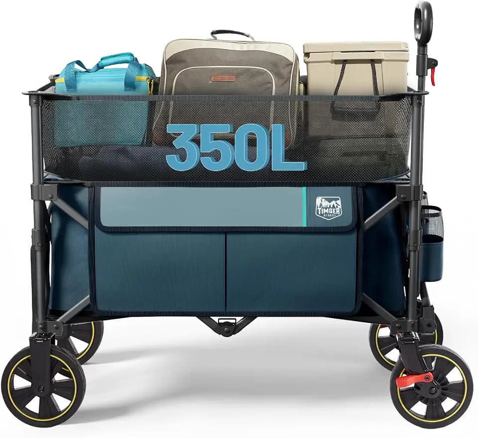 Timber Ridge 350L Extra Large Collapsible Folding Wagon Carts with Brake