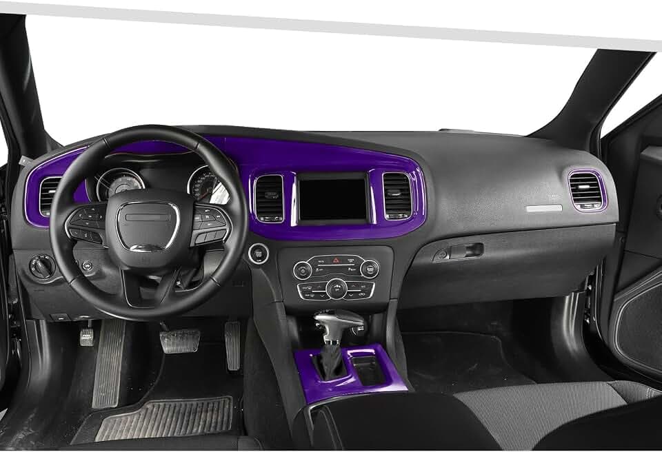 Jimen Fit for Dodge Charger 2015-2023, Center Console Dash Instrument Panel & Gear Shift Cover Trim (Purple)