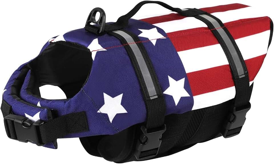 Doglay Dog Life Jacket, Dog Life Vest for Swimming Boating, Adjustable Puppy Life Jacket with Reflective Stripes, Superior Buoyancy Pet Swimming Vest for Small Medium and Large Dogs