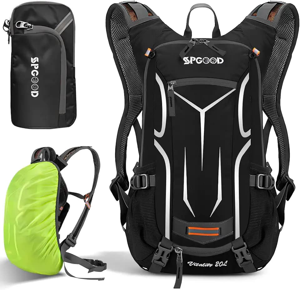 SPGOOD Fahrradrucksack 20/25/30L Wasserdicht & Leich(20L Grau Schwar)