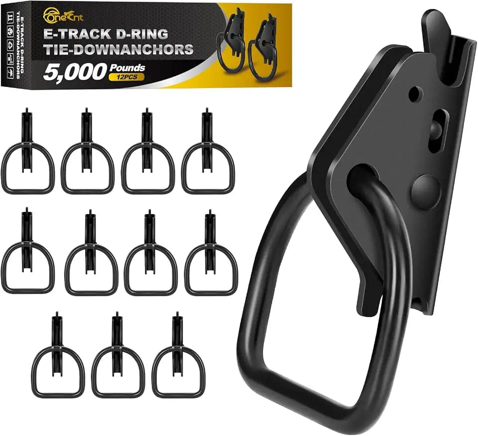 12Pcs E Track D Ring Tie-Down Anchors|E Track Accessories for Enclosed|ETrack System for Trailer Accessories for Bikes in Trailers, Pickups, Trucks，Motorcycle Anchor, Wheel Chock & Equipment(Black)
