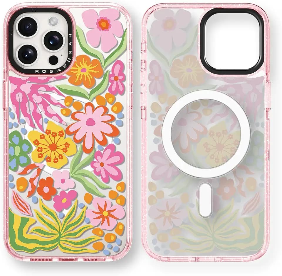 Rosarnnah for iPhone 13 Pro Max Case Aesthetic Pink, Passion Flower
