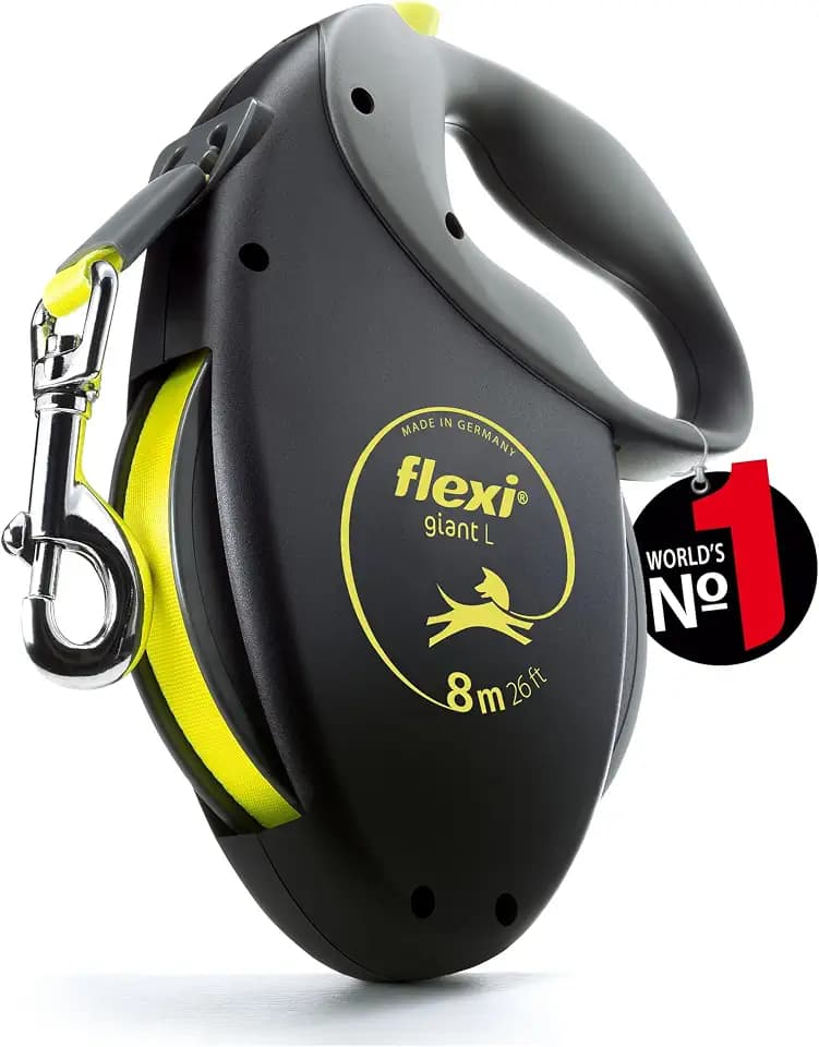 flexi® Giant Professional L Hunde Roll-Leine, 8m Gurt, schwarz/neon-gelb