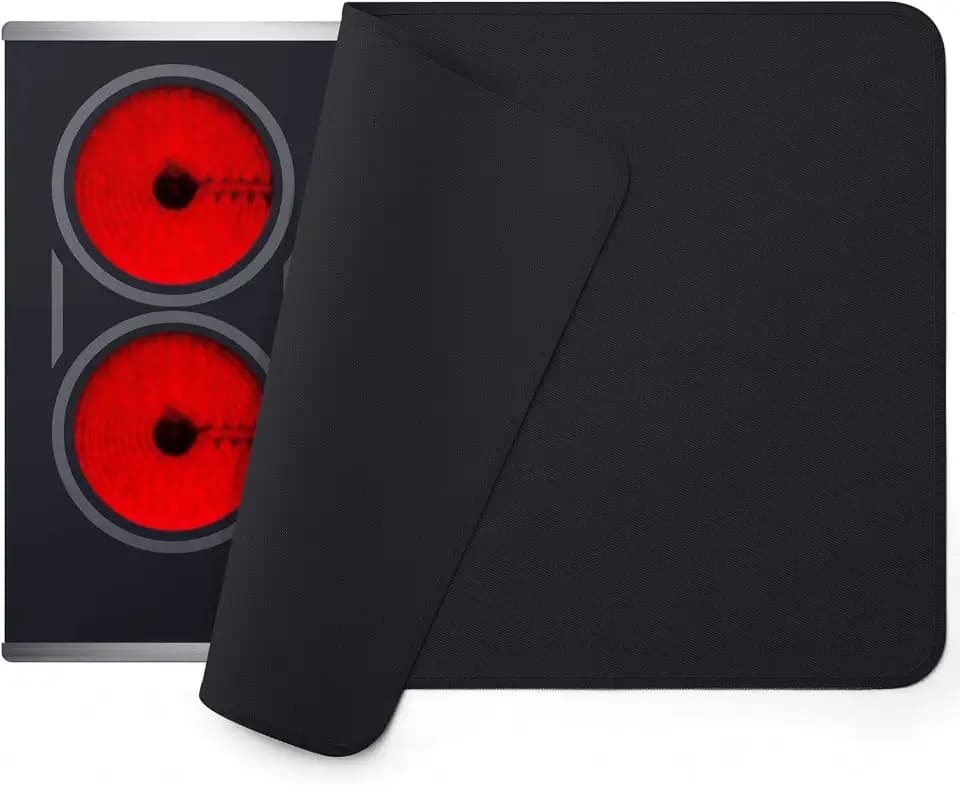 FLASLD Fireproof and Waterproof Stove Top Covers, 21×32 inch Electric Stove Cover Mat, Glass Top Stove Cover - Ceramic Glass Cooktop Protector - Flat Top Oven Cover, Black Without Logo