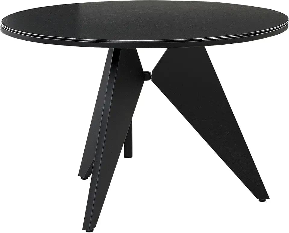 Beliani Gartentisch Keramikglas/Aluminium schwarz rund ⌀ 110 cm X-Beine Modern Olmetto