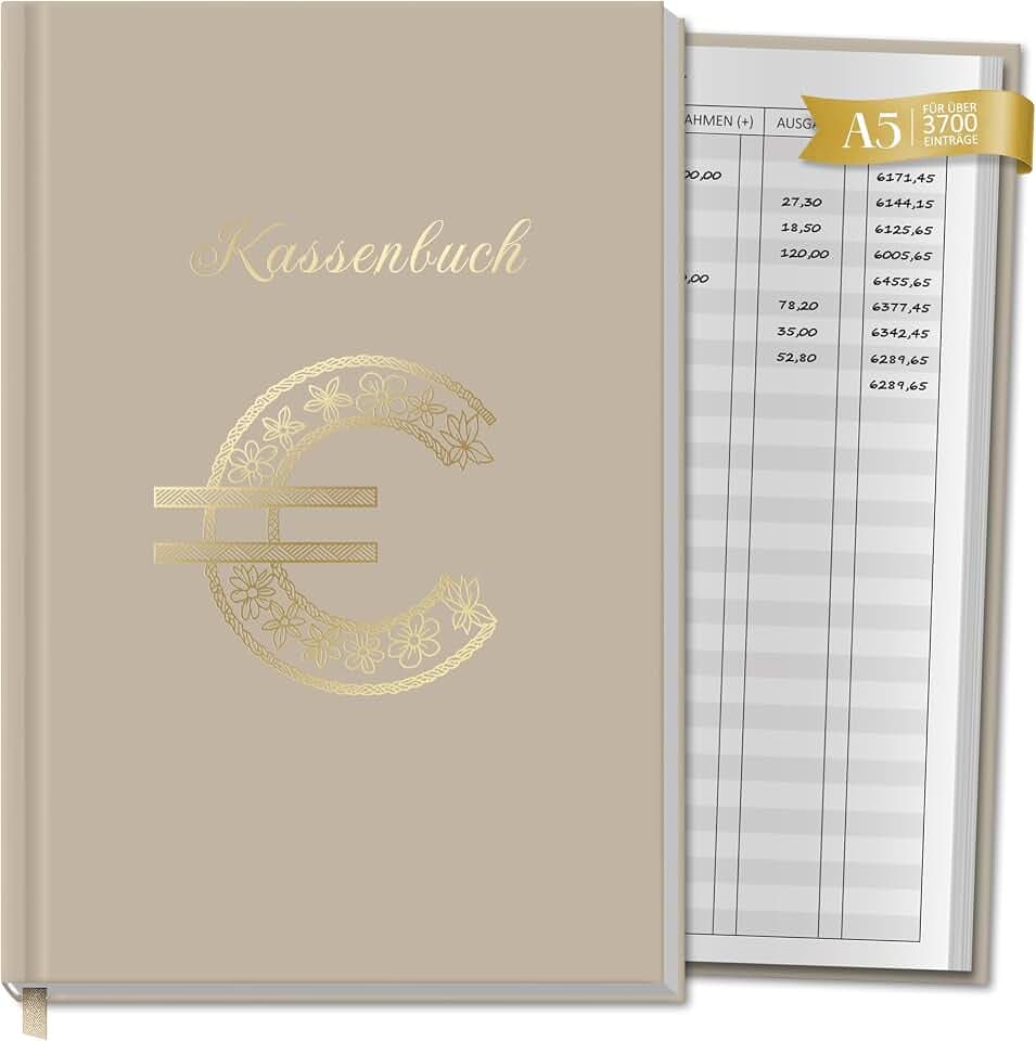 BIROYAL Kassenbuch A5, Übersichtlich & Logisch Strukturiert, 3700+ Einträge