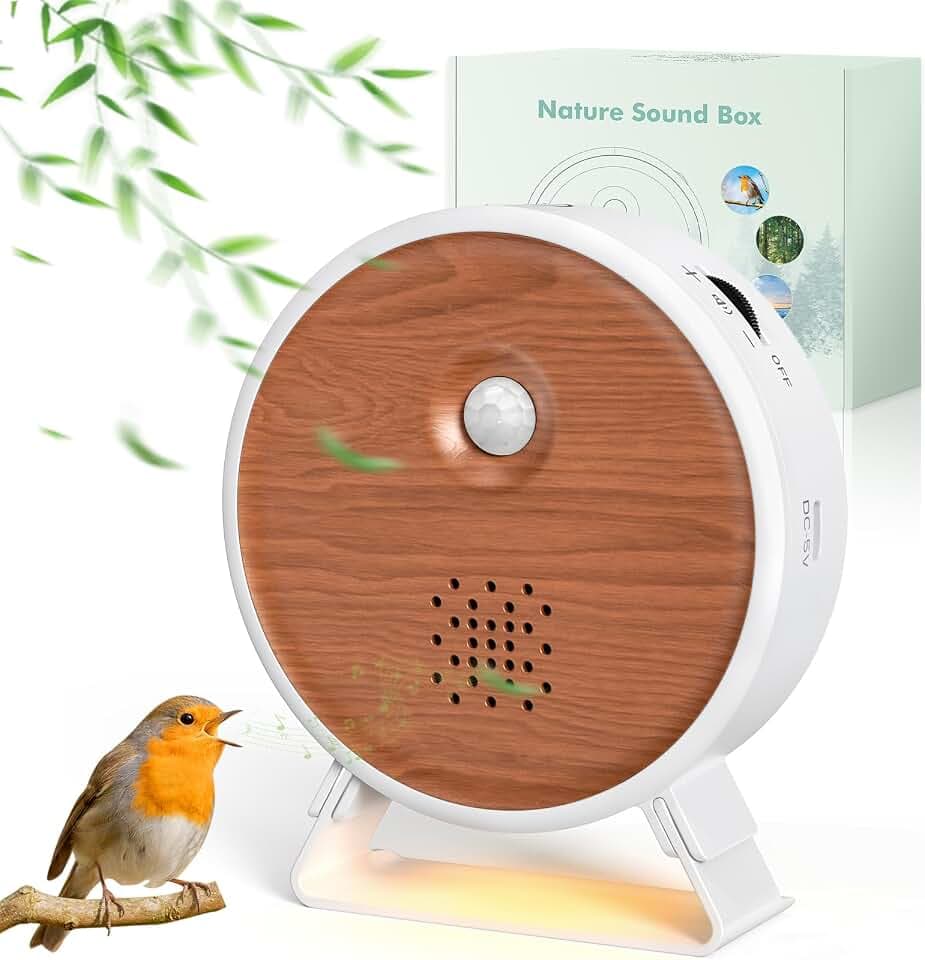 BITIWEND Vogelzwitscher Bewegungsmelder Box Toilette Soundbox mit Licht Naturgeräuschebox Nature Sound Box Vogelgeräusche, Meer, Bachgeflüster, Lagerfeuer Musikbox Weihnachten Geschenk