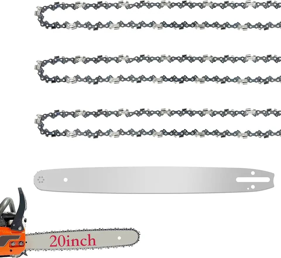20 Inch Chainsaw Bar & Chain Combo for Stihl 20" 3/8" Pitch, .050" Gauge 72 Drive Links Fits Stihl 030 036 MS360 MS660 MS361 044 MS441 Replacement Chain Saw Bar (3 Chains+ 1Bar)