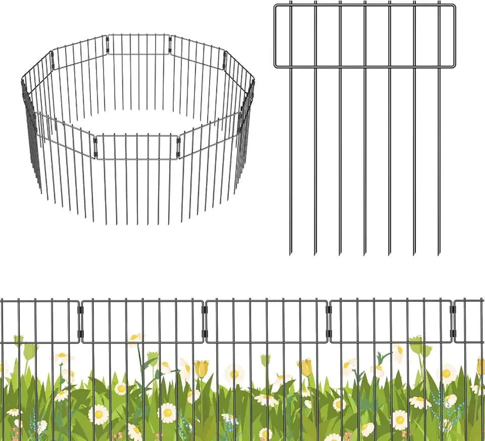 LIANTRAL 10 Stück Tierzaun Metall, Dekorativer Gartenzaun, Steckzaun