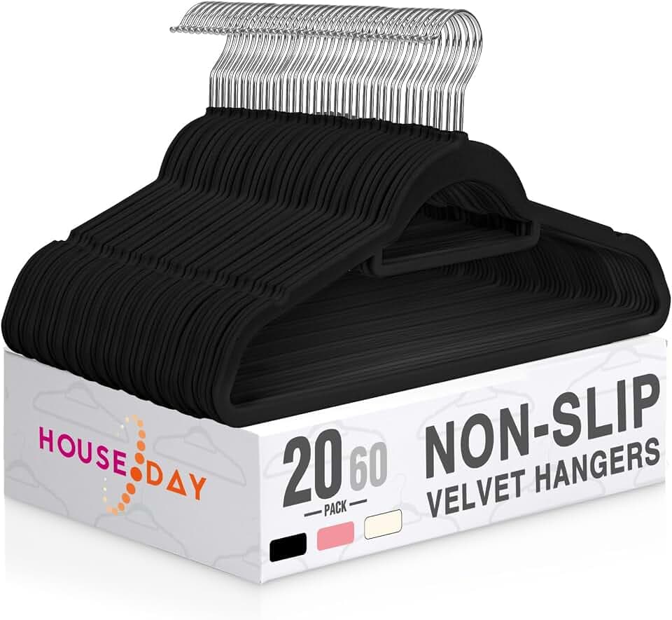 HOUSE DAY Premium Velvet Hangers 20 Pack, Non-Slip Hangers with Tie Bar