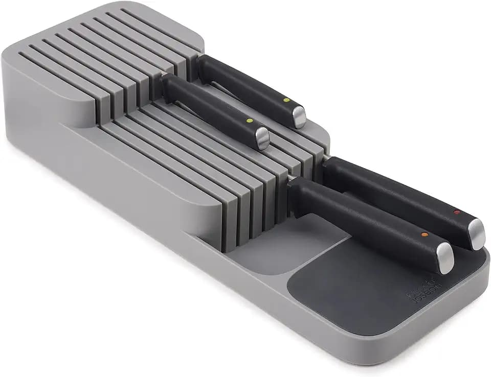 Joseph Joseph Drawer Store - Zweistufiger, horizontaler Messerblock - grau, 39,7 x 14,5 x 7,7