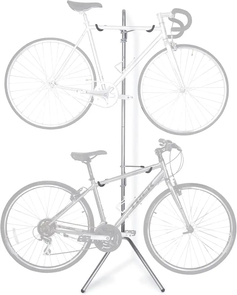 Delta Cycle Two Bike Gravity Pole Stand Garage, 2 Bike Storage Rack, No Drilling Required, Fully Adjustable Vertical Bike Rack for Any Style Bicycle, Leaning Wall Bike Rack Holds Up to 60 lbs