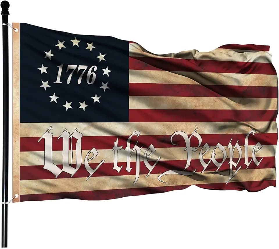 We The People 1776 Flag Double Sided Tea Stained USA Flag 3x5Ft