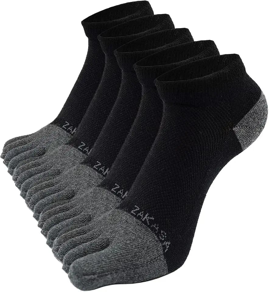 CaiDieNu Toe Socks for Men: No Show Five Finger Cotton Running Ankle Socks