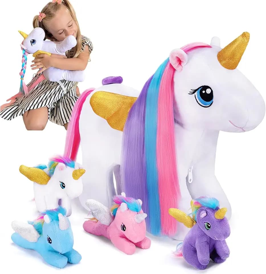 OUOZZZ Unicorn Stuffed Animal 5-in-1 Colorful Rainbow Unicorn Plush Toys