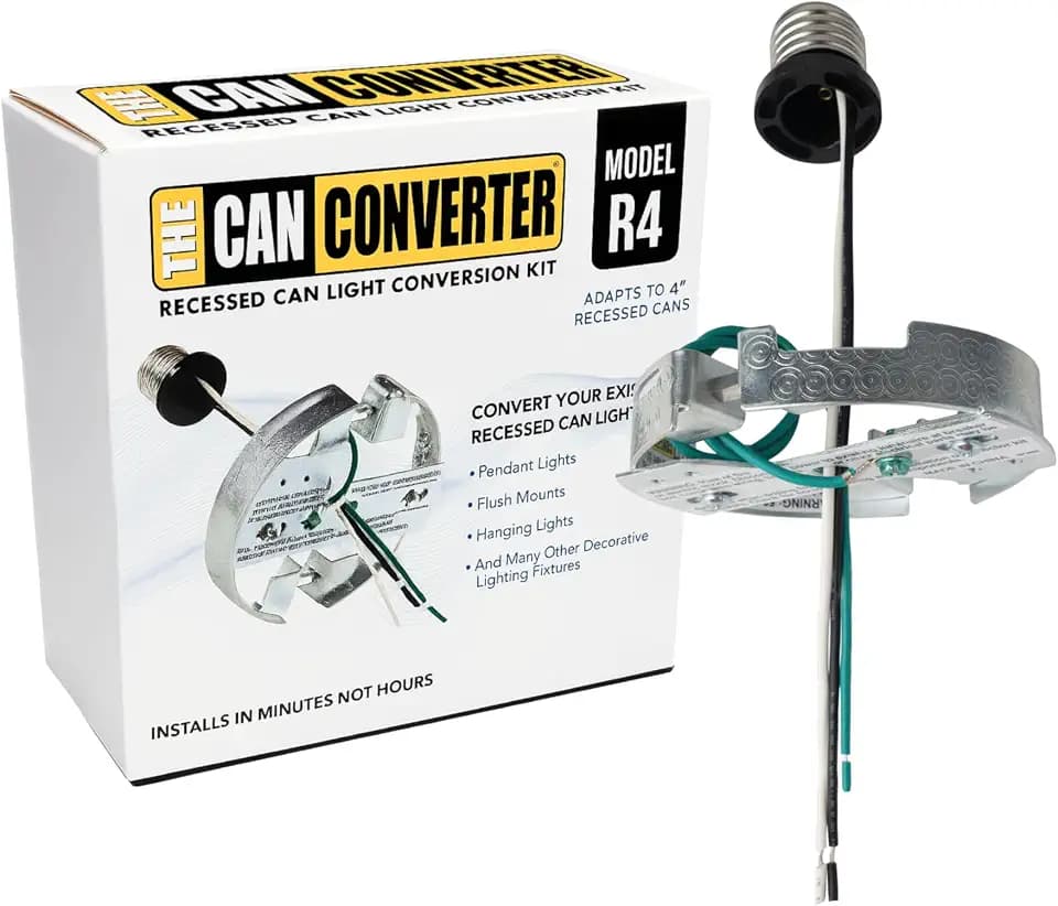 The Can Converter R4 Recessed Can Light Conversion Kit - Home Improvement for 4" Cans, Hardware Converter for Flush Mount Light, Hanging Pendant, & Light Fixture, up to 50 lb Capacity, UL Certified