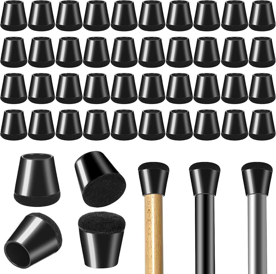 40 Stück Stuhlbeinkappen, Klein Schutzkappen für Stuhlbeine 14-20mm, Stuhlbeinschoner mit Filz aus TPR, Stuhl Filzgleiter für Rund Stuhlbeine Möbelfüße zum Schutz von Böden, Schwarz