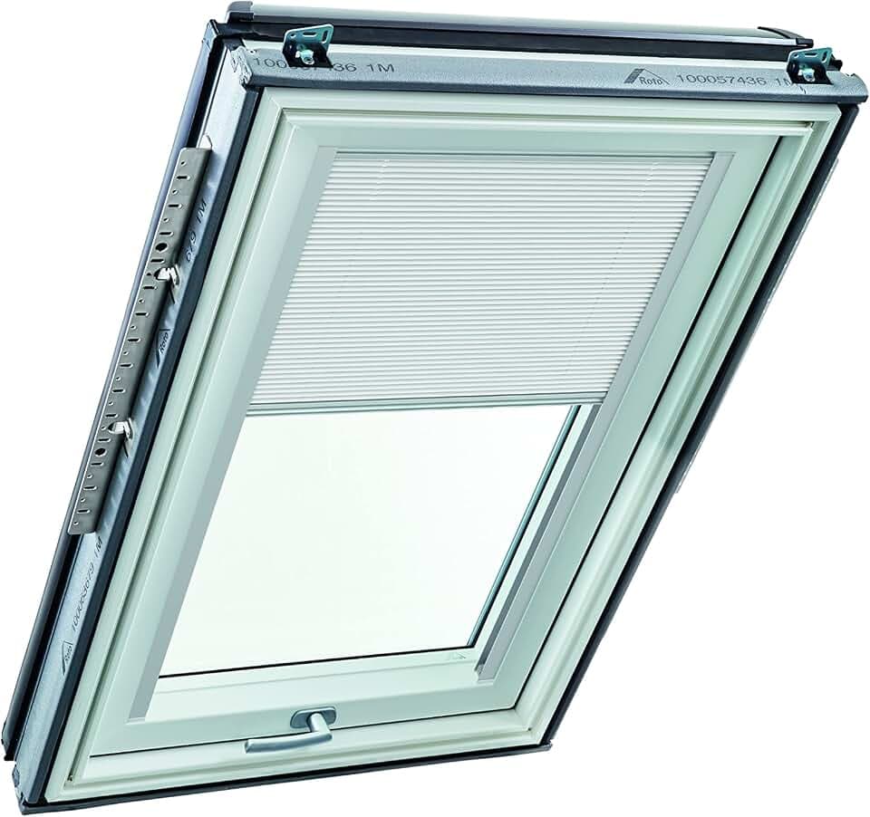 Roto Original Faltstore ZFA Faltrollo Dachfenster - Führungsschiene Silber - Plissee für Dachfenster Baureihe Designo R6/R8, i8 und Classic K 64/84 - Größe 114/118 | 11/11 - Stofffarbe Weiß