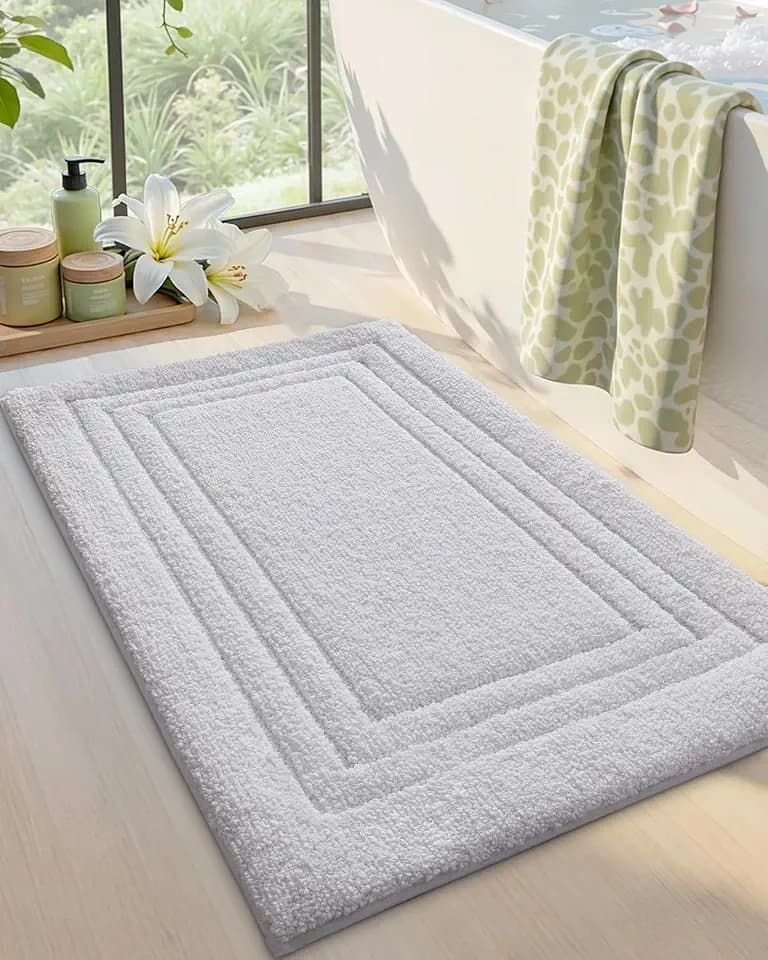 DEXI Bath Mats Bathroom Rug Non Slip Bathmat, 24x16 White