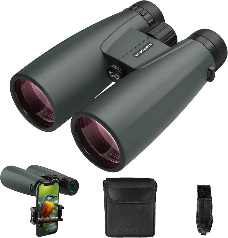 WOSPORTS 15x50 Binoculars for Adults High Powered - 21.5mm Large Eyepiece Binoculars for Bird Watching, Cruise Ship, Boating, Travel
