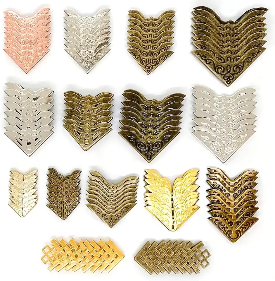 120Pcs Vintage Metal Book Corner Protector, 15 Styles